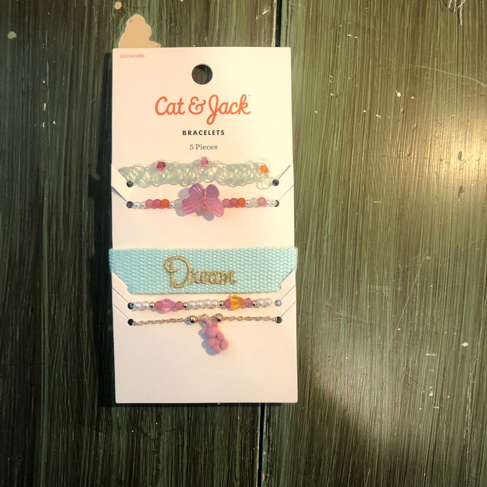 Cat & Jack NWT 3 Piece Girl's Bracelet Set Butterfly Bear Dream